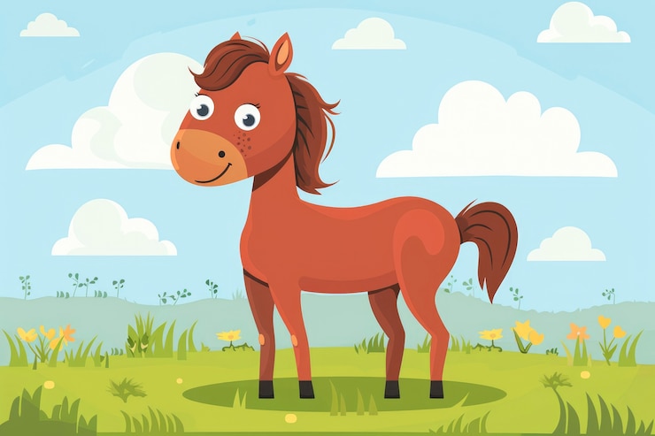 Photo gratuit illustration de dessin animé de chevaux