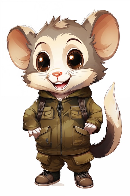 Photo gratuite illustration de dessin animé comme un opossum