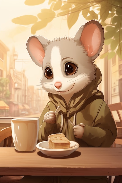 Photo gratuite illustration de dessin animé comme un opossum