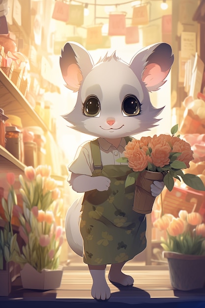 Photo gratuite illustration de dessin animé comme un opossum