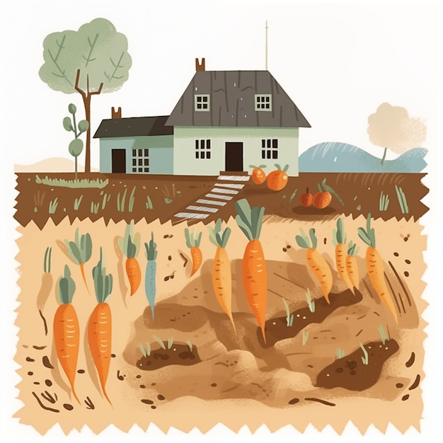 Photo gratuite illustration de dessin animé du paysage de la ferme