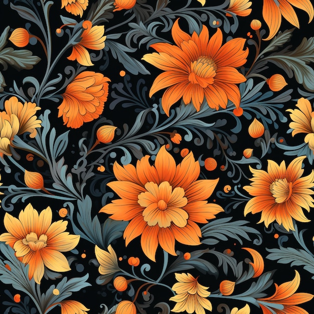 Illustration de dessin animé à motif floral
