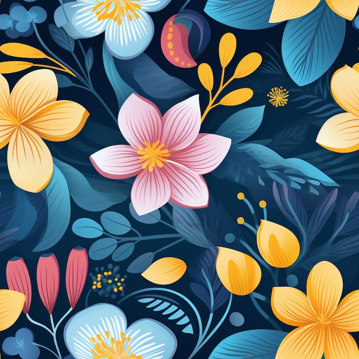 Photo gratuit illustration de dessin animé à motif floral