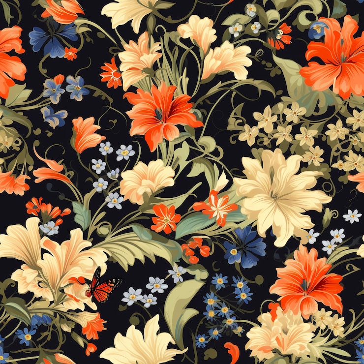Photo gratuit illustration de dessin animé à motif floral
