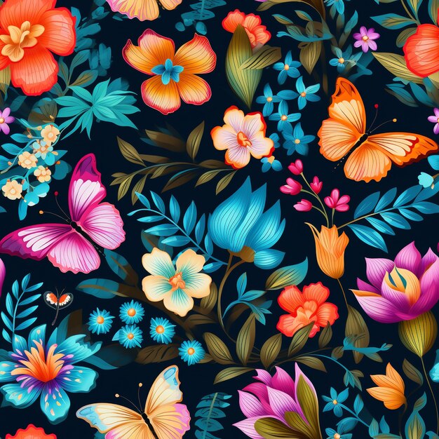 Illustration de dessin animé à motif floral