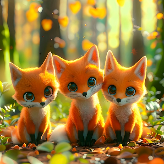 Photo gratuite illustration de dessin animé de renard 3d