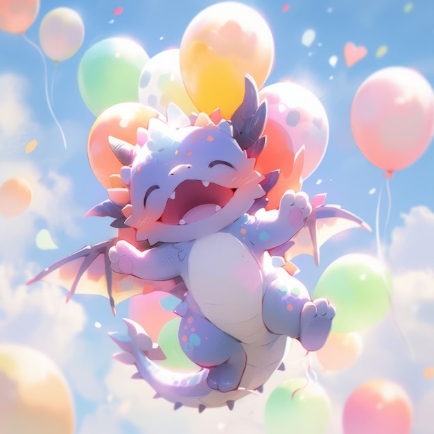 Photo gratuite une illustration de dragon d'anime pour bébé adorable