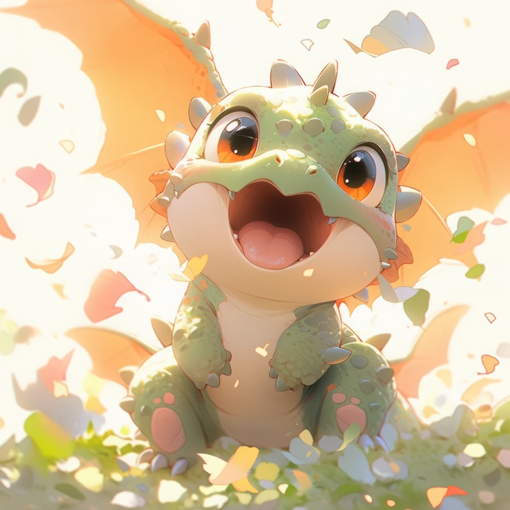 Photo gratuit une illustration de dragon d'anime pour bébé adorable