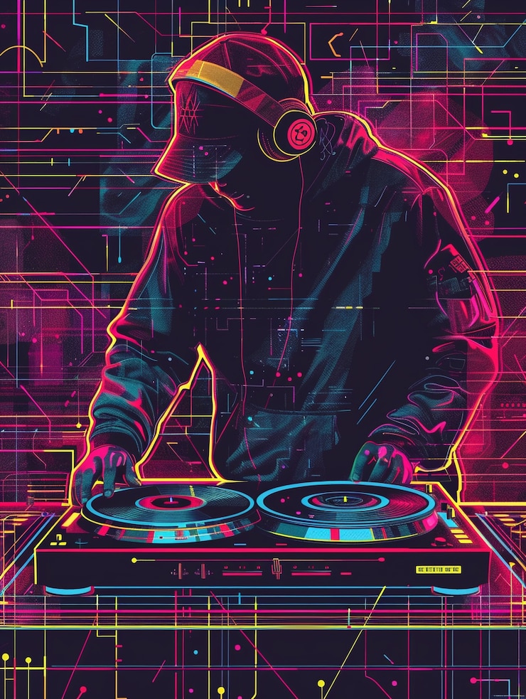Photo gratuit illustration du dj du cyberpunk