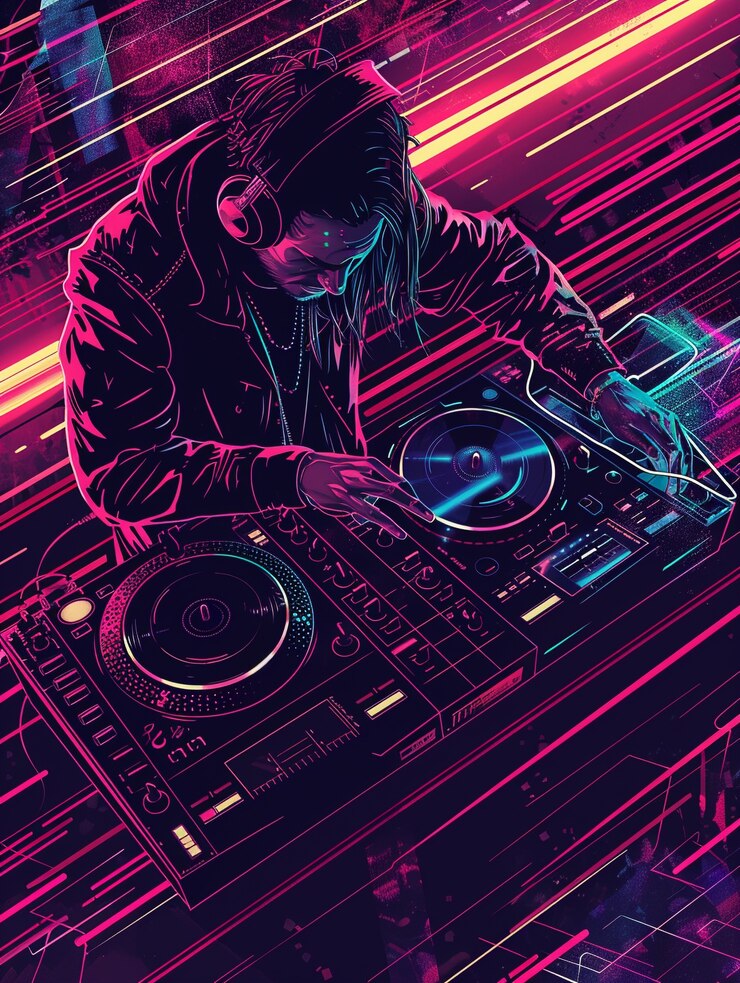 Photo gratuit illustration du dj du cyberpunk
