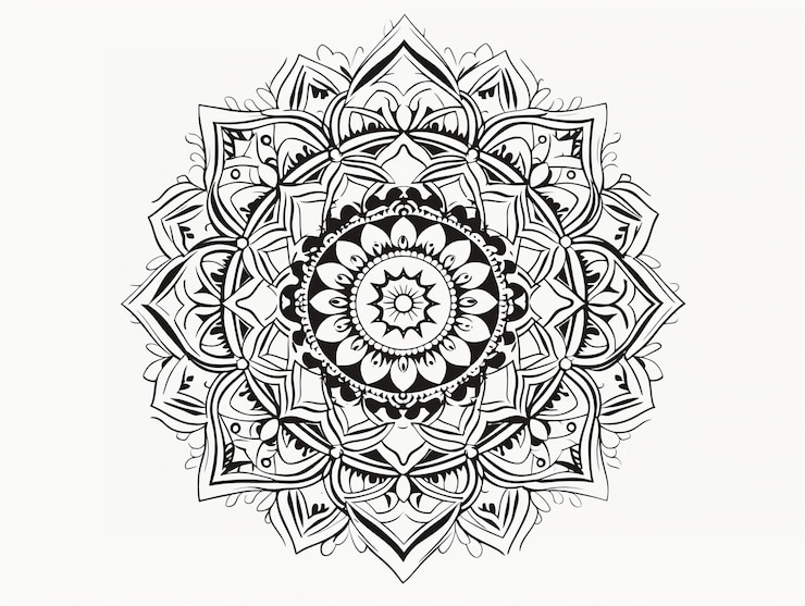 Photo gratuit l'illustration du mandala à la ligne