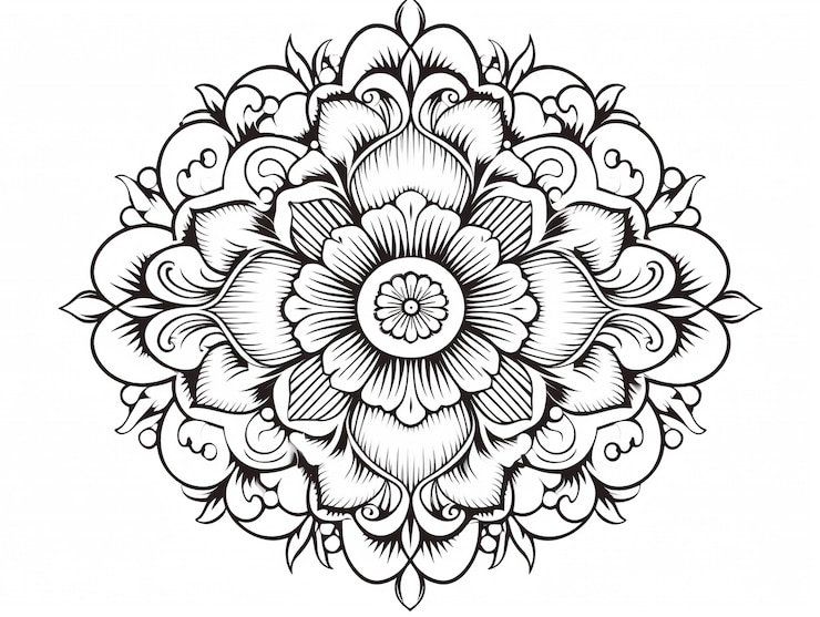 Photo gratuit l'illustration du mandala à la ligne