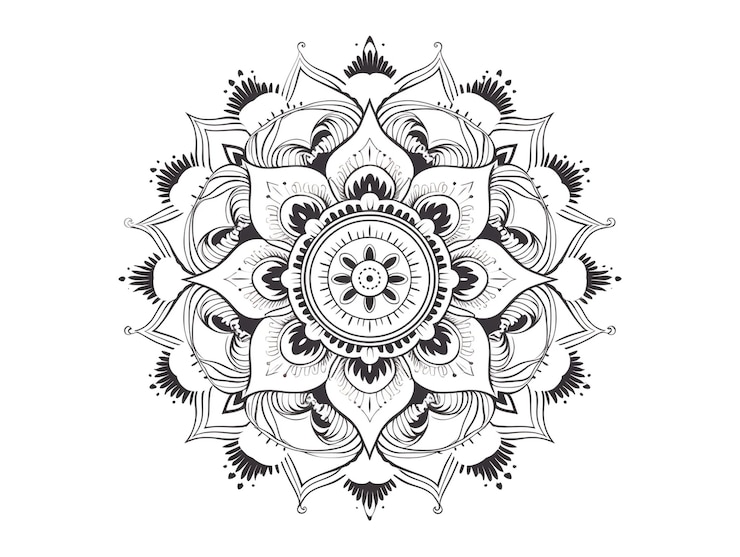 Photo gratuit l'illustration du mandala à la ligne