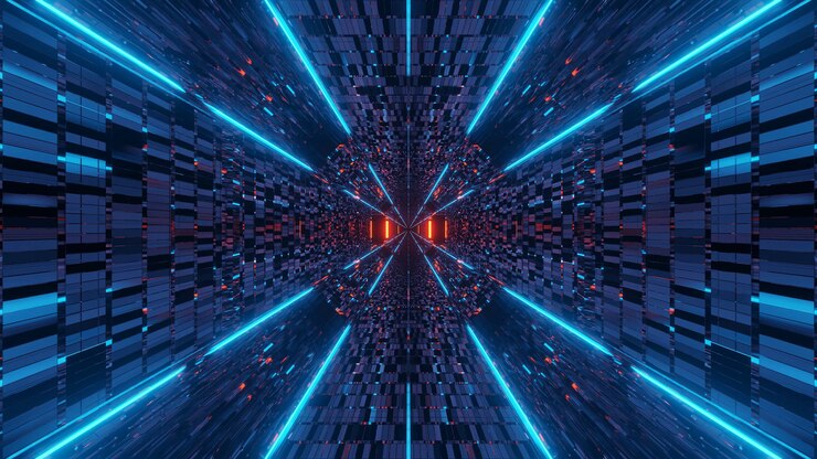 Photo gratuit illustration avec des effets de lumière orange et bleu abstraits