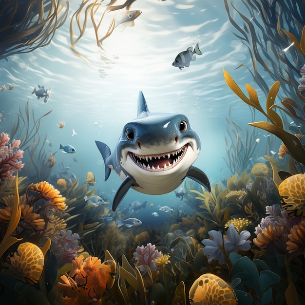 Photo gratuite illustration fantastique du requin