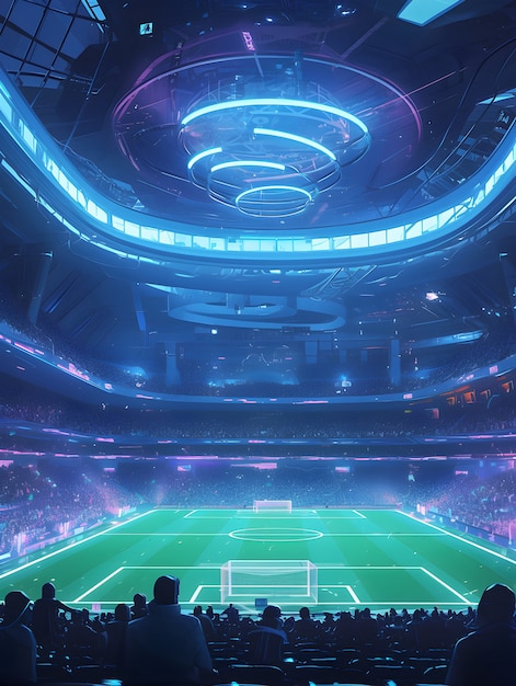 Photo gratuite illustration futuriste d'un terrain de football