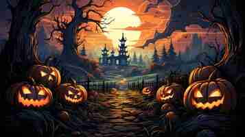 Photo gratuite illustration d'halloween de citrouilles maléfiques plates hd