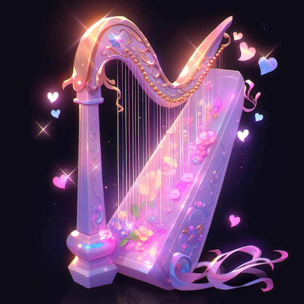 Photo gratuite illustration de la harpe dans l'anime