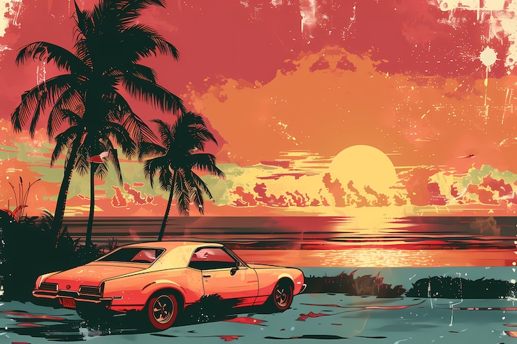 Photo gratuit illustration hawaïenne dans le style de la bande dessinée rétro