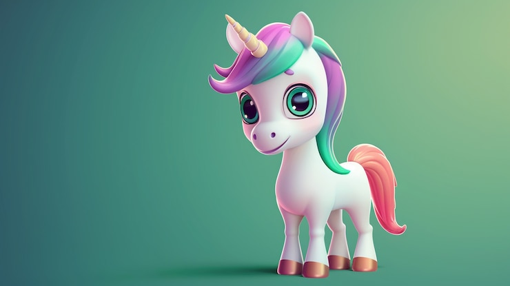 Photo gratuit une illustration de licorne mignonne en 3d