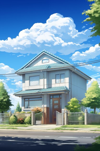 Illustration d'une maison de campagne d'anime