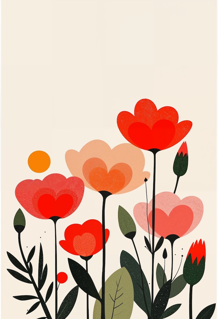 Photo gratuit illustration minimaliste de fleurs