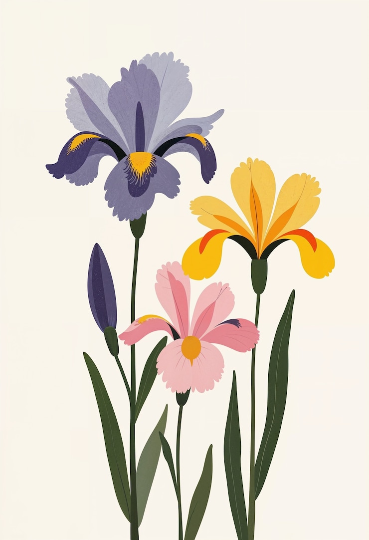 Photo gratuit illustration minimaliste de fleurs