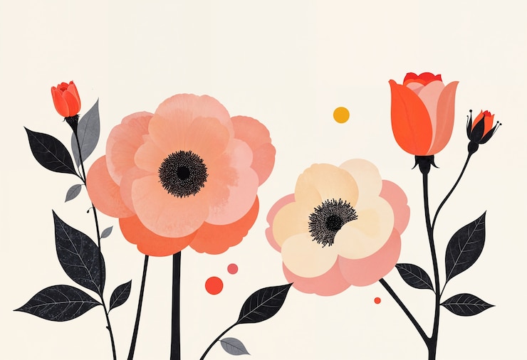 Photo gratuit illustration minimaliste de fleurs