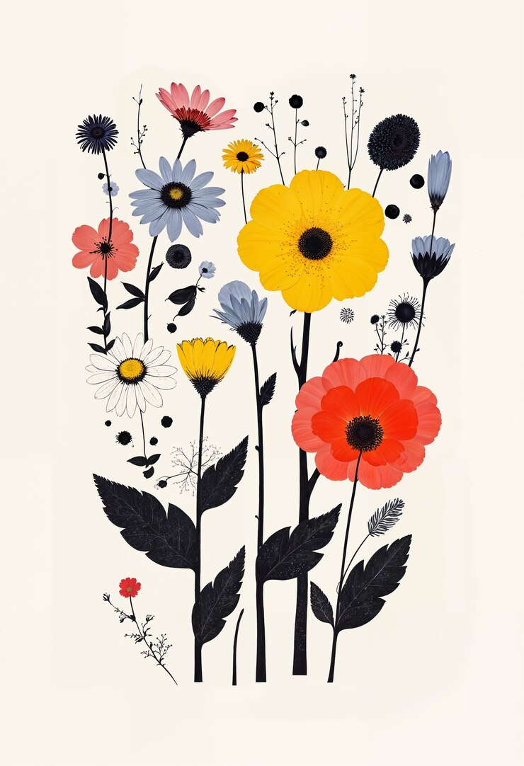 Photo gratuit illustration minimaliste de fleurs