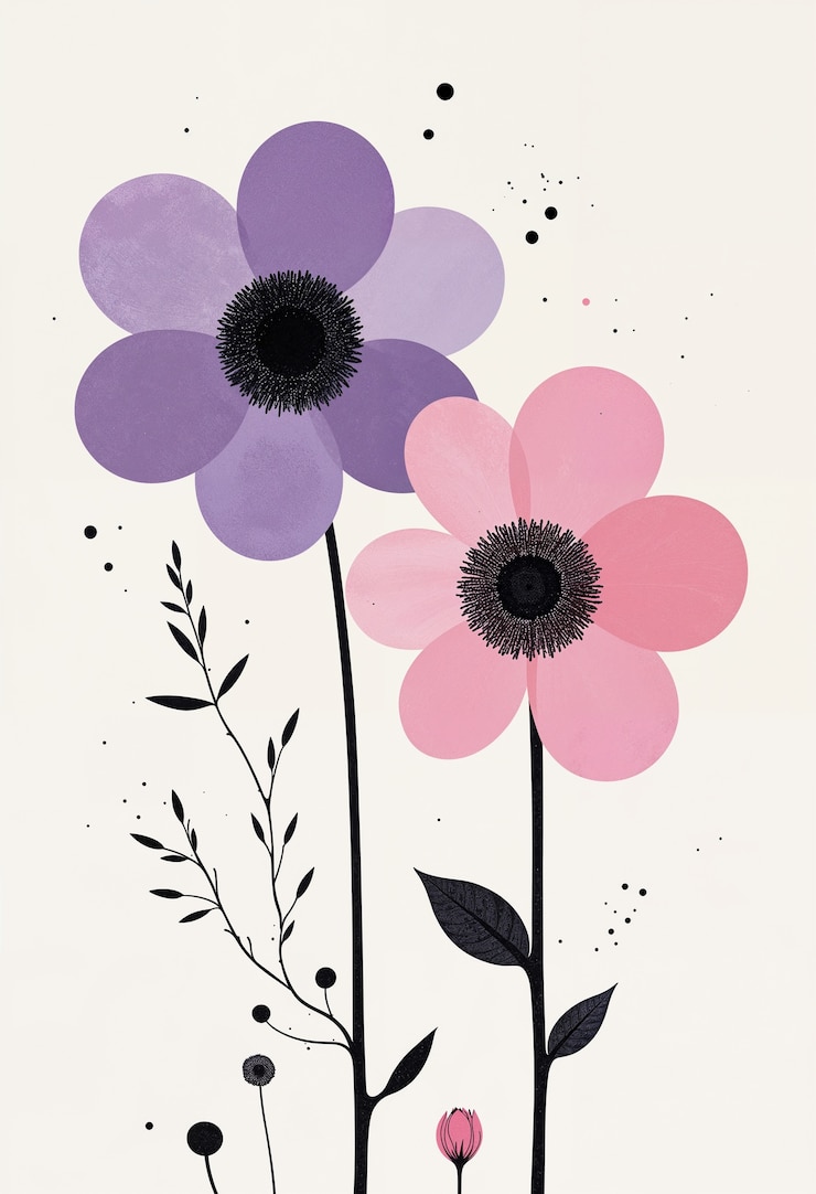 Photo gratuit illustration minimaliste de fleurs
