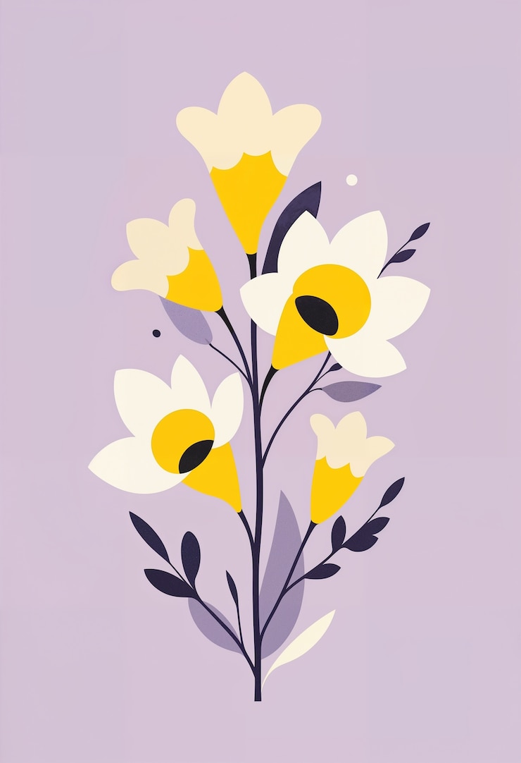 Photo gratuit illustration minimaliste de fleurs