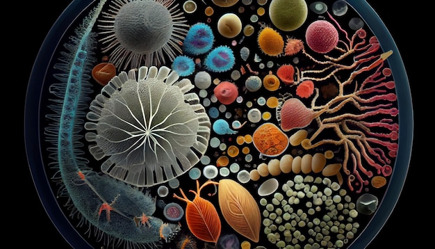 Illustration de la nature sous-marine des poissons colorés nagent par généré par l'IA