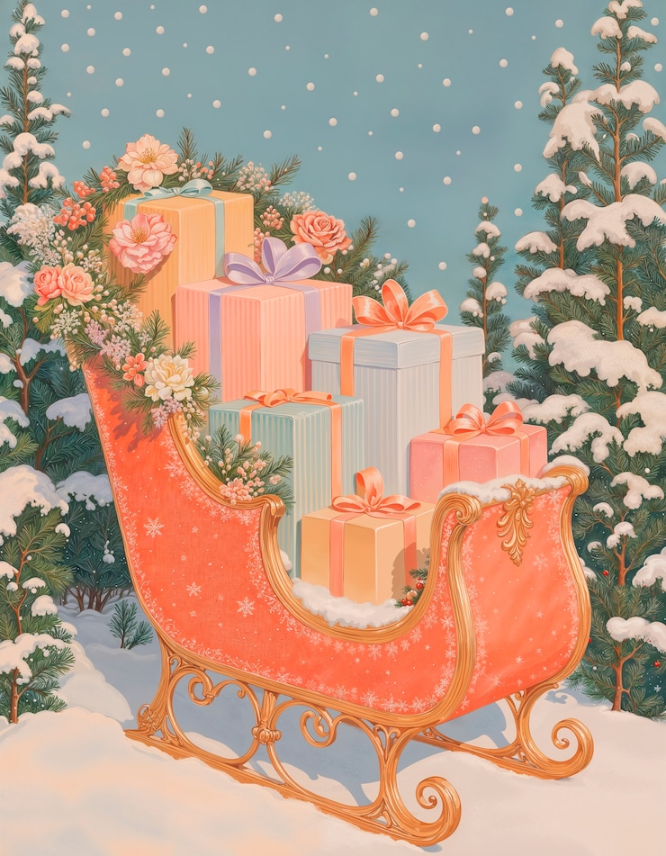 Photo gratuit illustration de noël au pastel vintage