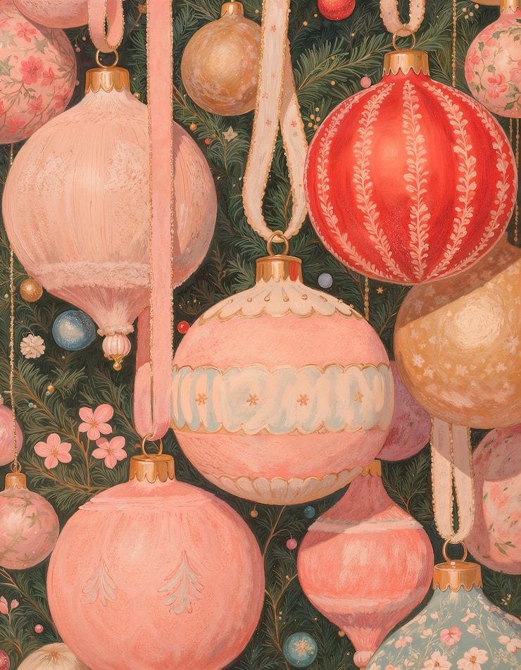 Photo gratuit illustration de noël au pastel vintage