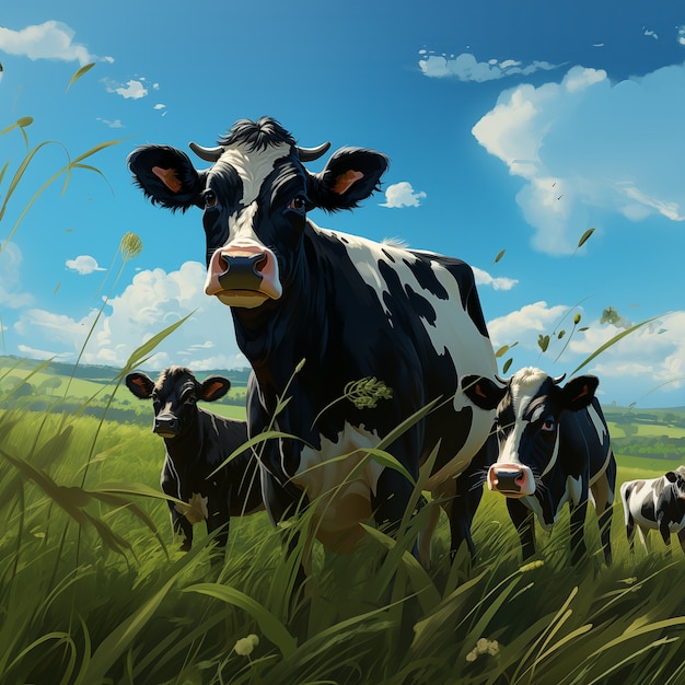 Photo gratuite illustration numérique de la vache