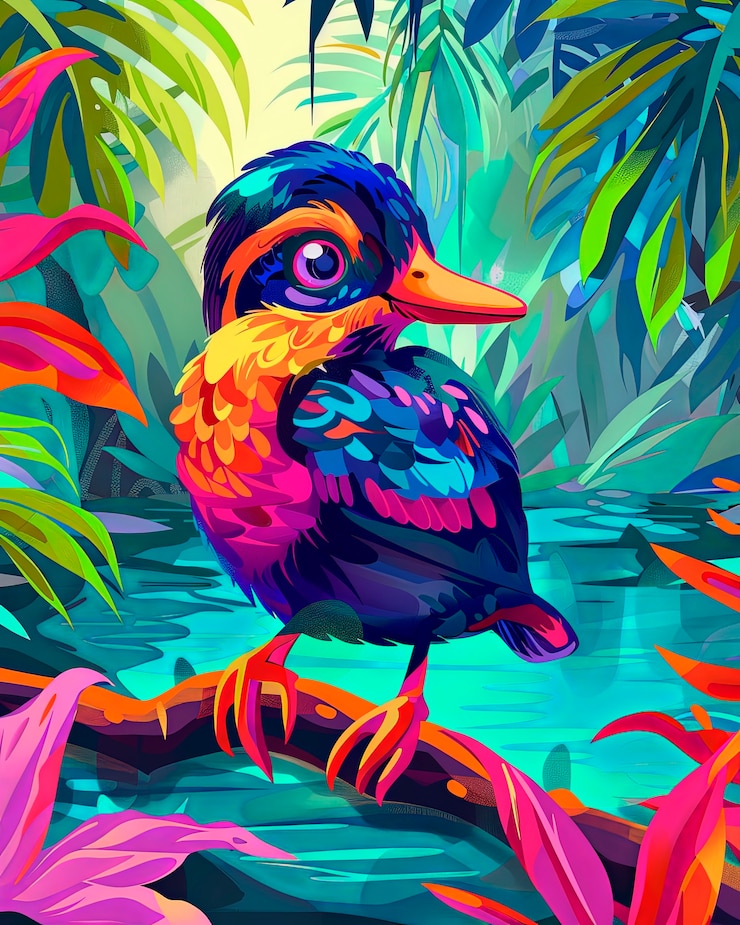 Photo gratuit illustration d'un oiseau de dessin animé
