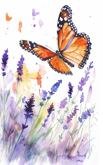 Photo gratuite illustration d'un papillon à l'aquarelle