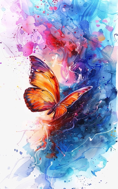 Photo gratuite illustration d'un papillon à l'aquarelle