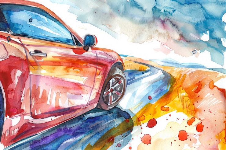 Photo gratuit illustration de peinture à l'aquarelle de voitures