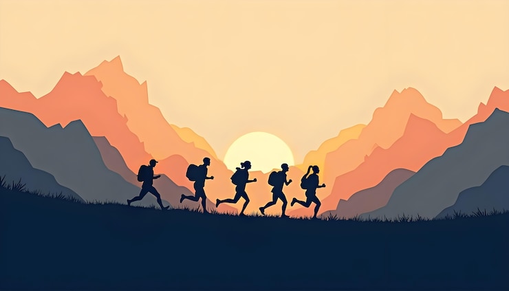 Photo gratuit illustration de personnes qui font du jogging