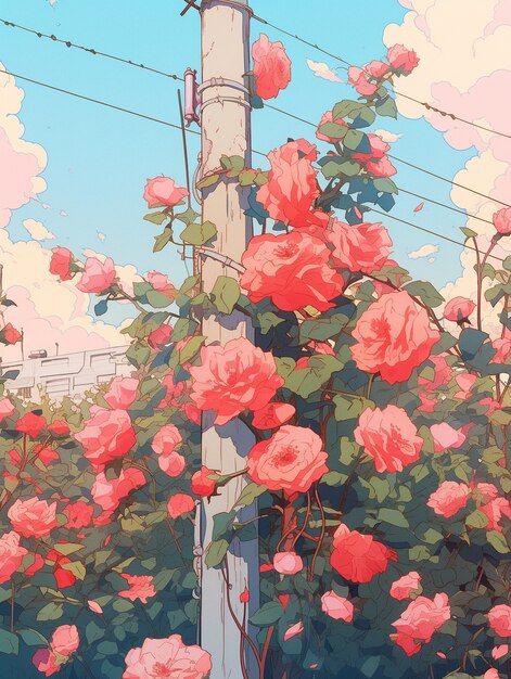 Illustration de rose dans le style anime