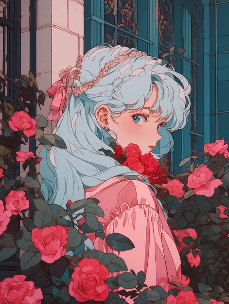 Illustration de rose dans le style anime