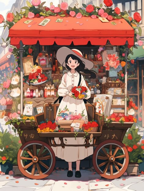 Illustration de rose dans le style anime