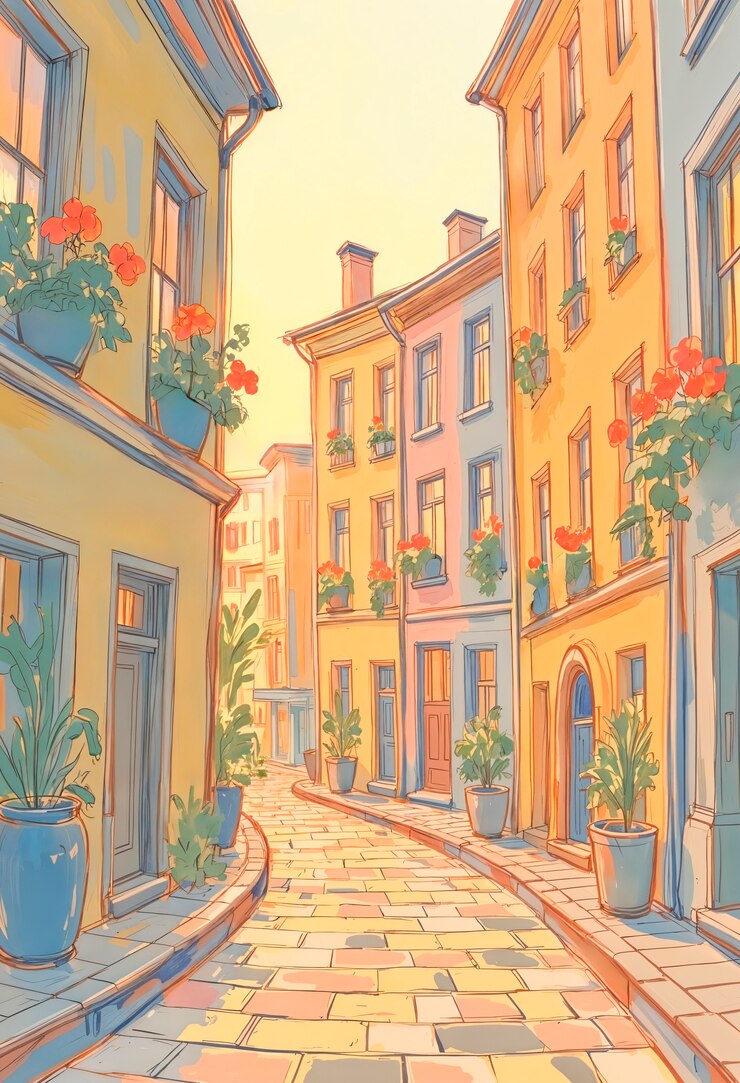 Photo gratuit illustration des rues européennes