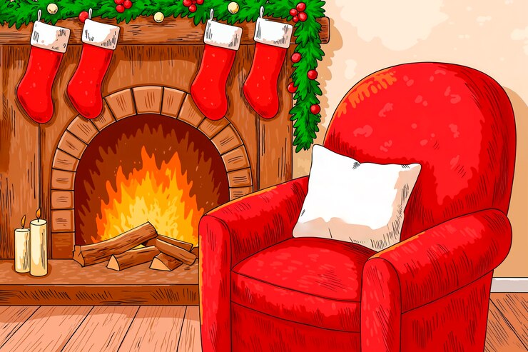 Photo gratuit illustration de la scène familiale de noël