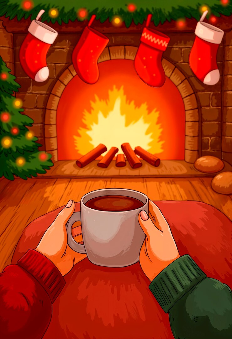Photo gratuit illustration de la scène familiale de noël
