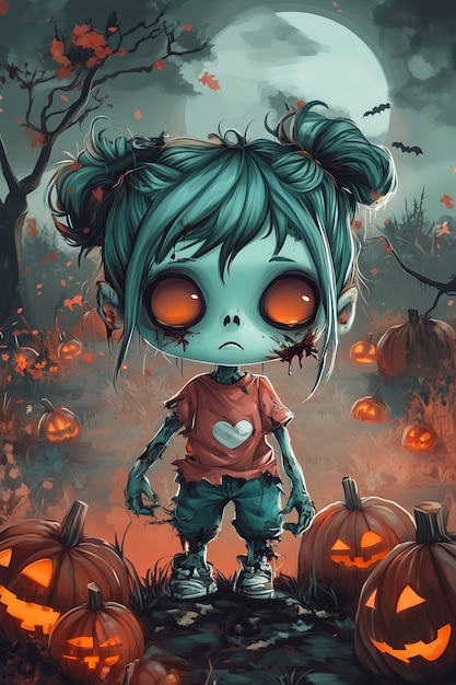 Illustration de scène d'Halloween dans le style anime