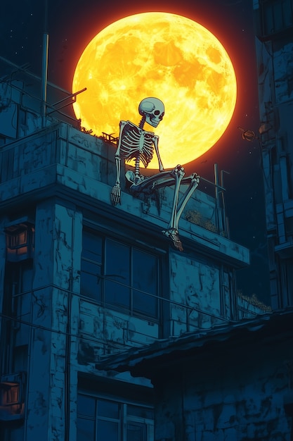 Illustration de scène d'Halloween dans le style anime