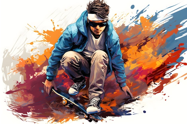 Photo gratuite illustration de skateboard de dessin animé