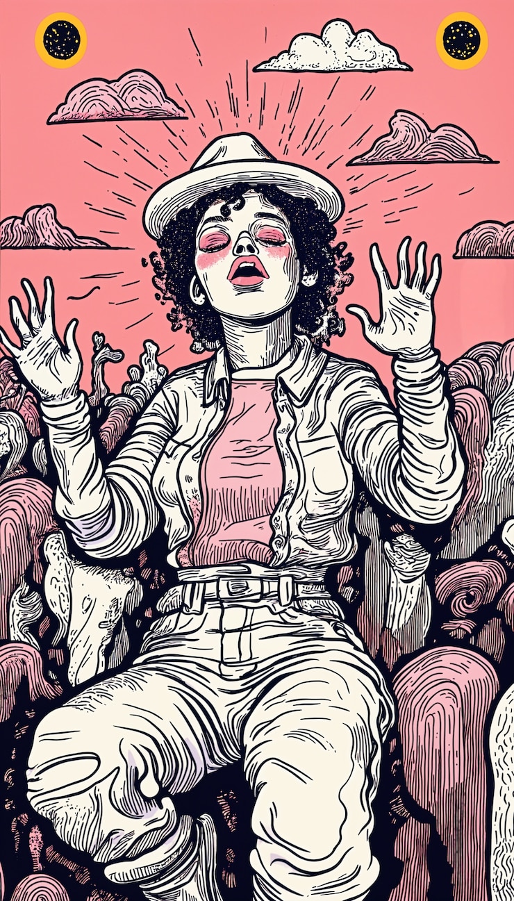 Photo gratuit illustration d'une star de la musique psychédélique